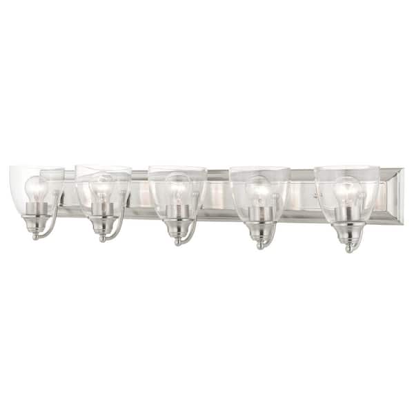 AVIANCE LIGHTING Thacher 36 in. 5-Light Brushed Nickel Vanity Light with Clear Glass