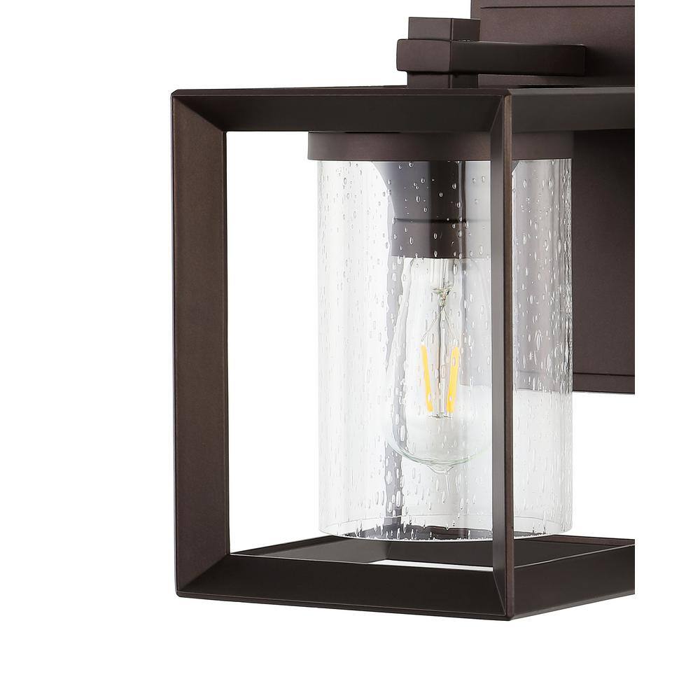 Black Iron and Pulegoso Glass Outdoor Sconce Light Set