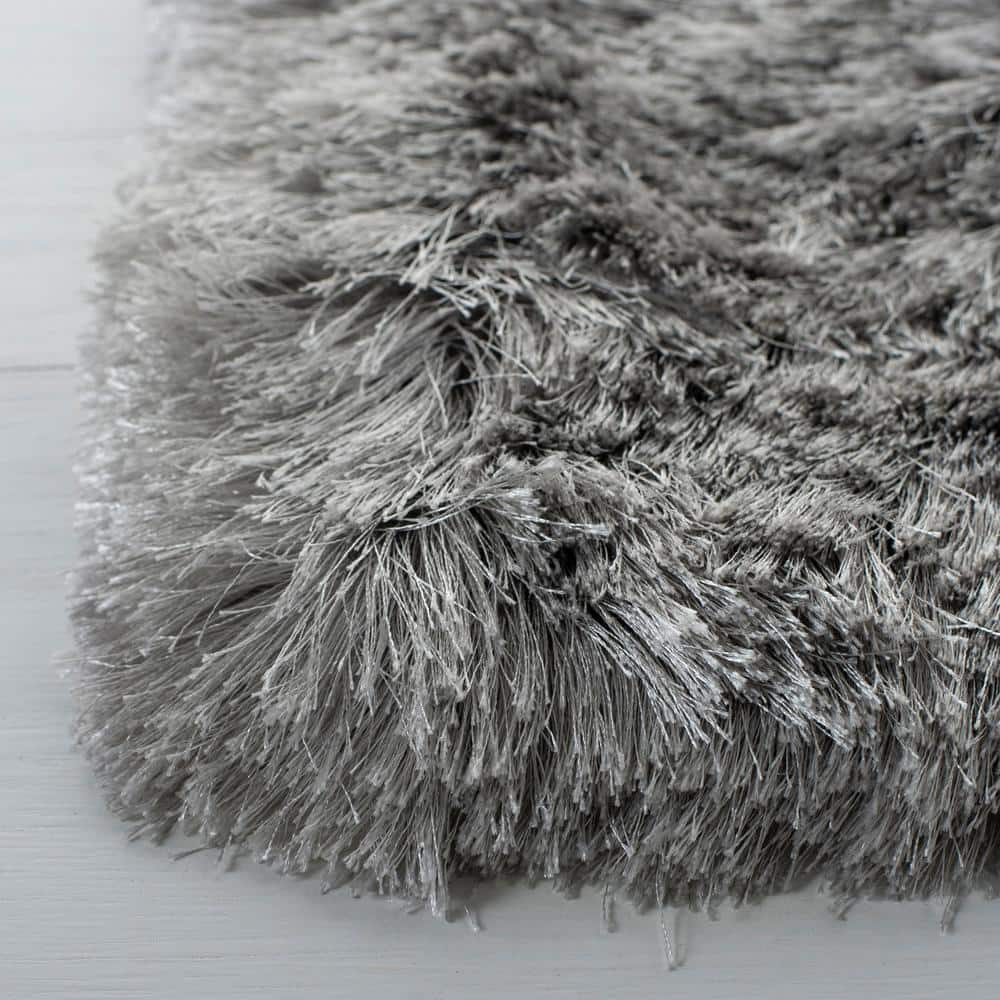 Luxurious Silver Hand-Tufted Shag Runner Rug, 2'3" x 10'
