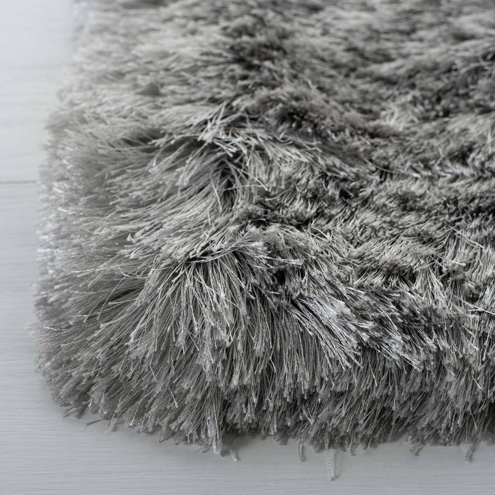 Silver 4' x 4' Square Hand-Tufted Shag Area Rug