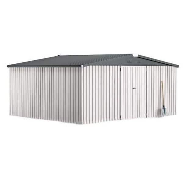 12 ft. W x 14 ft. D Metal Storage Shed, Tools Storage Shed for Garden, Bakcyard, White (168 sq. ft.)