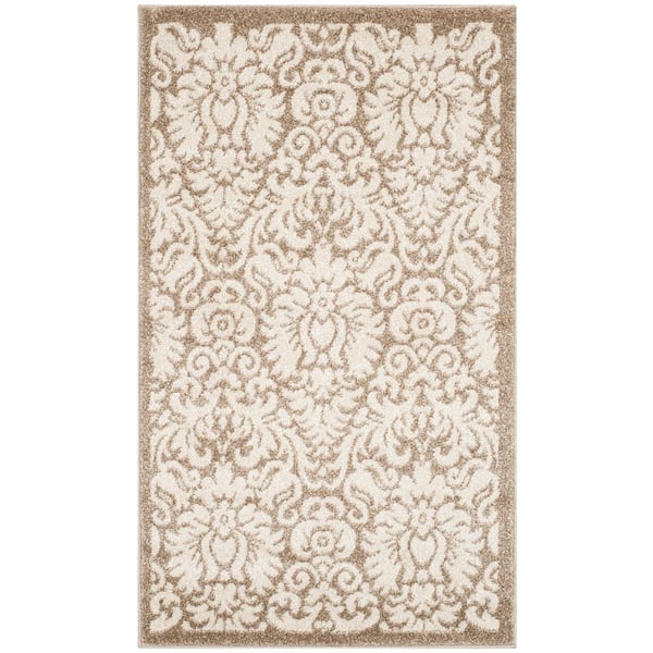 SAFAVIEH Amherst Wheat/Beige Doormat 3 ft. x 4 ft. Border Floral Geometric Area Rug