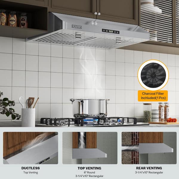 Ultrathin 30 in. 300 CFM ETL Certified Kitchen Ductless Under Cabinet Range Hood with Carbon Filter in Stainless Steel