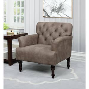 Danelle Brown Faux Leather Upholstery Button Tufted Accent Chair