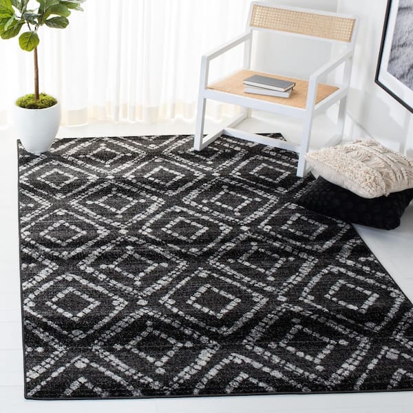 Adirondack 5 ft. x 8 ft. Black/Ivory Geometric Area Rug