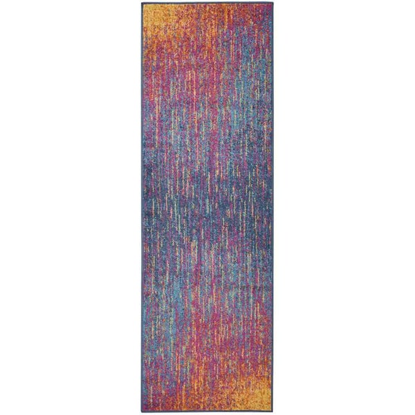 Nourison Passion Multicolor 2 ft. x 6 ft. Abstract Geometric Contemporary Kitchen Runner Area Rug