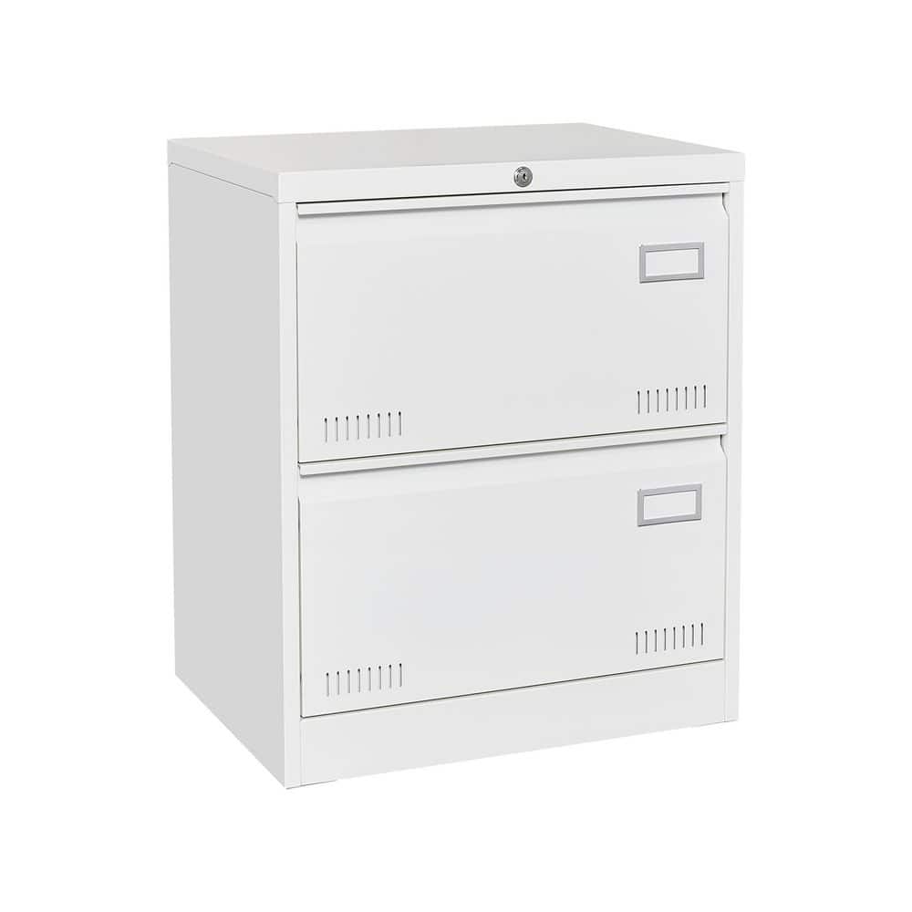 White 28.5 in. H Accent Cabinet Office Storage Cabinet with 2 Drawers and Locking File Cabinet Feature price history on PriceWatchPro