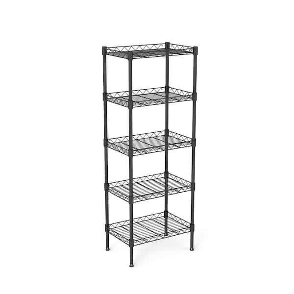 Nadia Metal Wire 5-Tier Adjustable Shelving Unit in Black (17.71 in. W x 11.81 in. D x 47.24 in. H)
