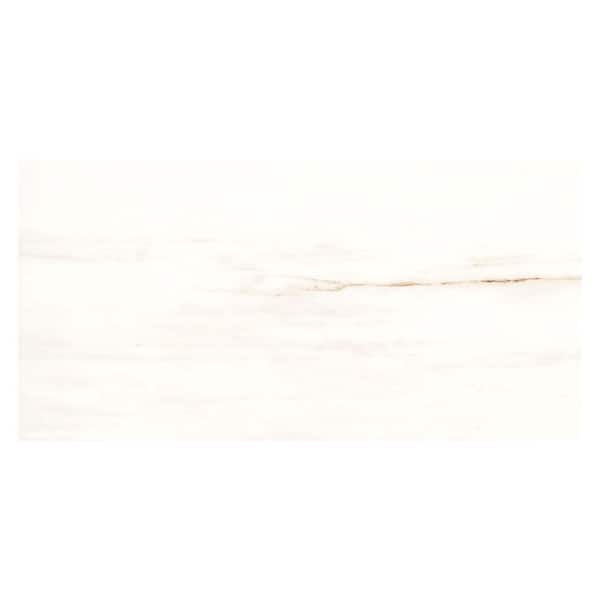 Kaia Eldra White 12 in. x 24 in. Stone Look Matte Porcelain Wall and Floor Tile Sample