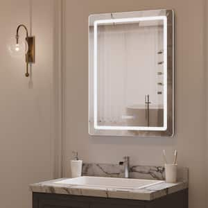 24 in. W x 32 in. H Rectangular Frameless LED Light Anti-Fog Wall Mounted Bathroom Vanity Mirror in Silver