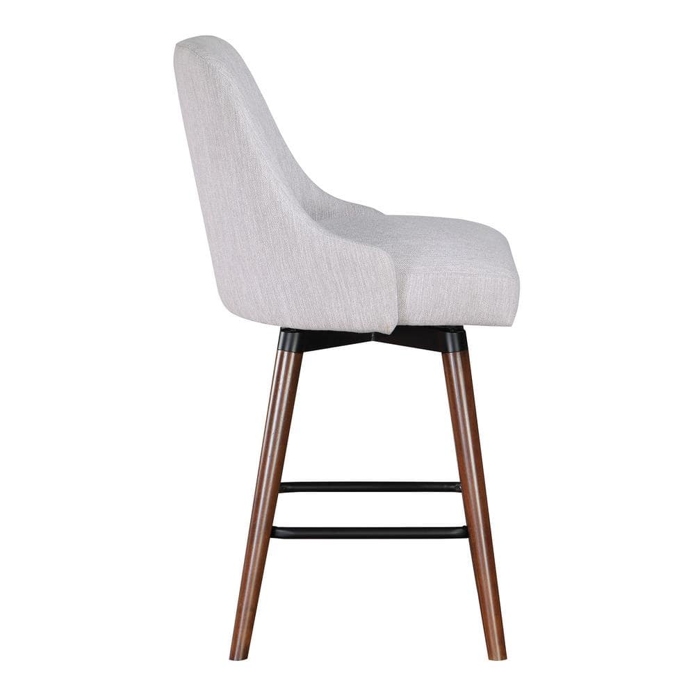 Bagford 26" Gray Swivel Counter Stool with Wood Legs