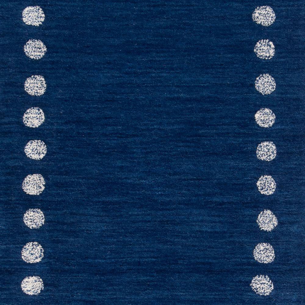 Navy Wool Hand-Tufted Kids Runner Rug with Polka Dot Border