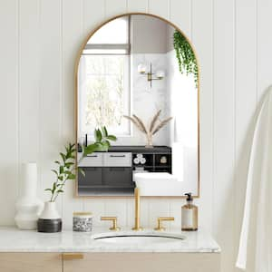 20 in. W x 30 in. H Arched Gold Aluminum Alloy Framed Wall Mirror Classic Accent Mirror