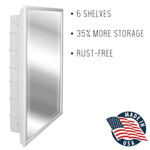 Capella 16 in. x 26 in. x 3-1/2 in. Framed Recessed 1-Door Bathroom Medicine Cabinet with 6-Shelves and White Frame