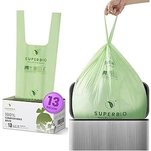 13 Gal. Compostable Trash Bags with Handle, Eco-Friendly for Kitchen Bin (30-Count)