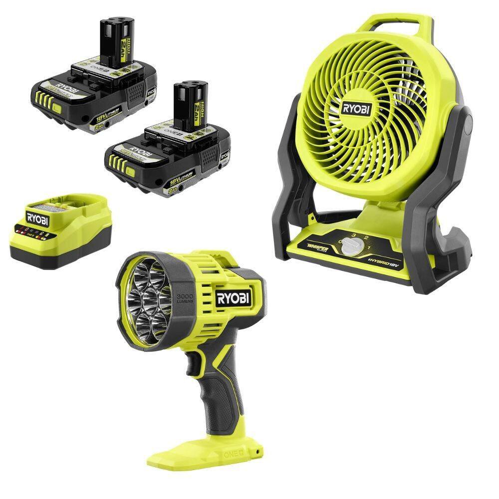 ONE+ 18V Cordless Hybrid 7.5 in. Fan Kit with (2) 2Ah Batteries, Charger, & FREE ONE+ 18V Cordless LED Spotlight price history on PriceWatchPro