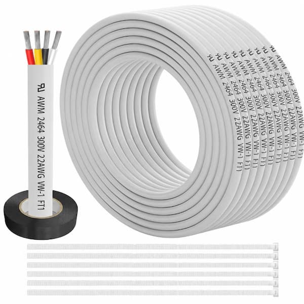 30 ft. 22-Gauge 4-Conductor Tinned Copper PVC Flexible Stranded Low-Voltage Alarm Wire Cable