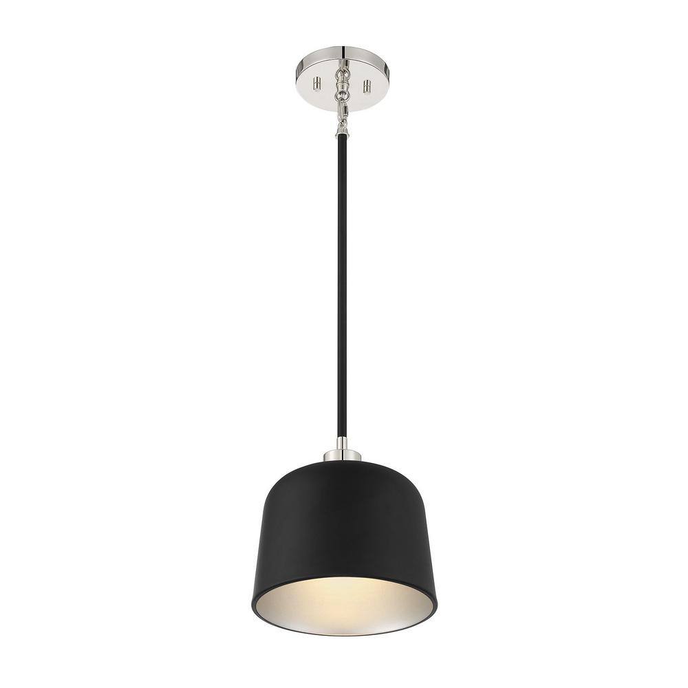 Nora Vintage Matte Black & Polished Nickel 1-Light Pendant