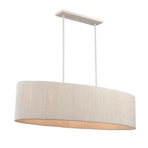 Spring 48 in. Wide 3-Light White Coral Chandelier with Rope Shade