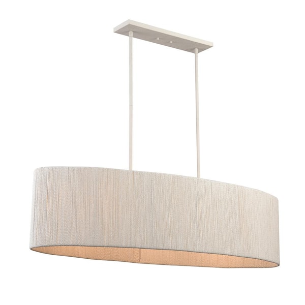 Titan Lighting Spring 48 in. Wide 3-Light White Coral Chandelier with Rope Shade