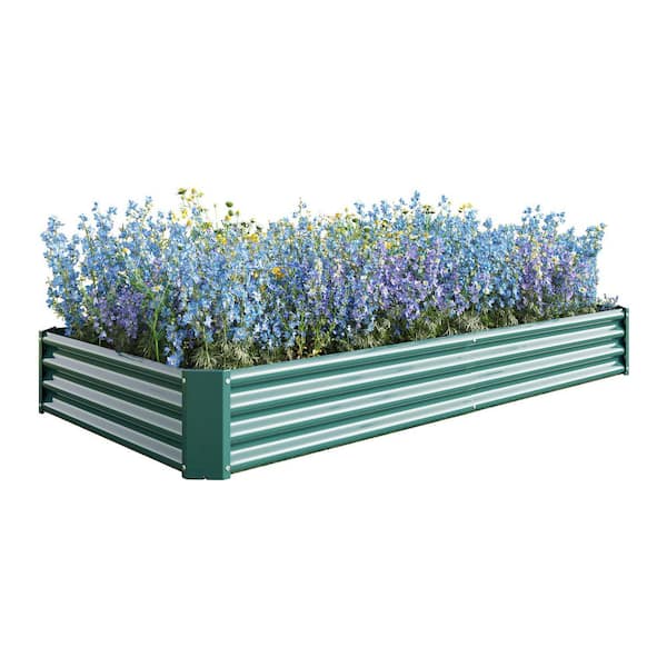 Unbranded 91.34 in.x 44.69 in.x 11.81 in. Rectangular Large Galvanized Steel Raised Bed for Plants, Vegetables and Flowers - Green