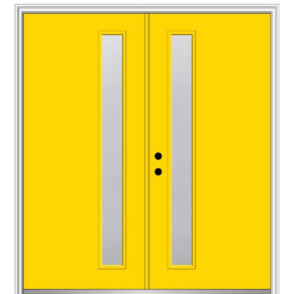 MMI Door 64 in. x 80 in. Viola Right-Hand Inswing 1-Lite Frosted Painted Fiberglass Smooth Prehung Front Door on 4-9/16 in. Frame