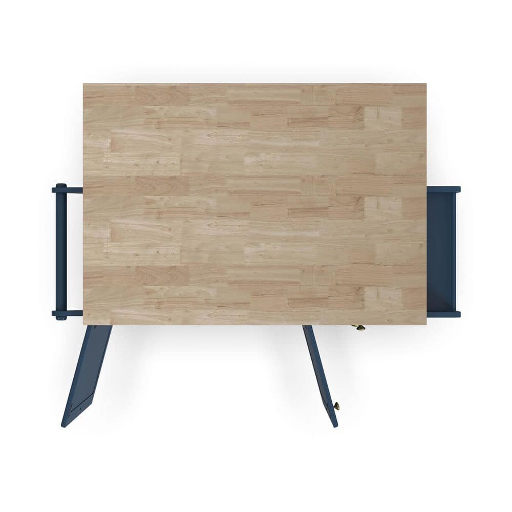 Blue Wood Drop Leaf Kitchen Cart with Spice Rack