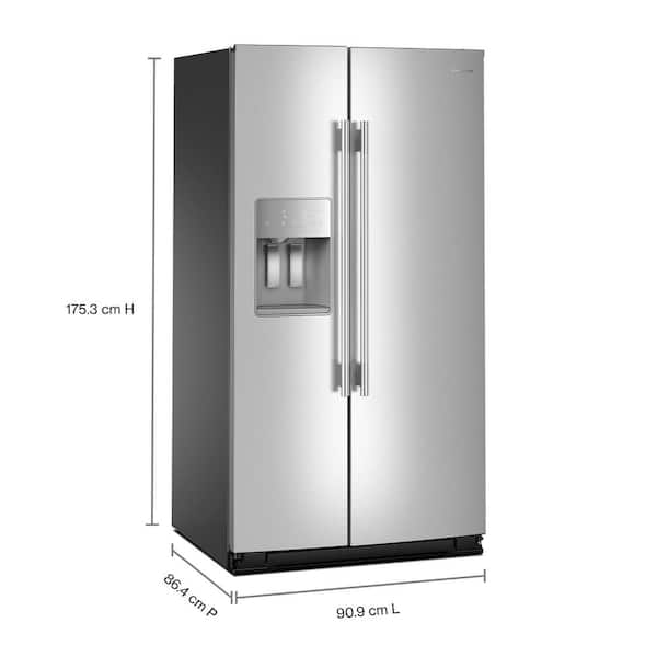 KitchenAid 36 in. 28.7 cu. ft. Side-by-Side Refrigerator in ...