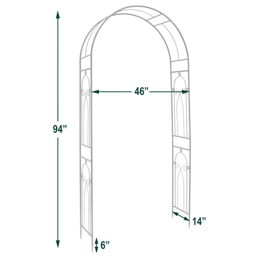 Bronze Steel Arched Garden Arbor with Emerald Accents