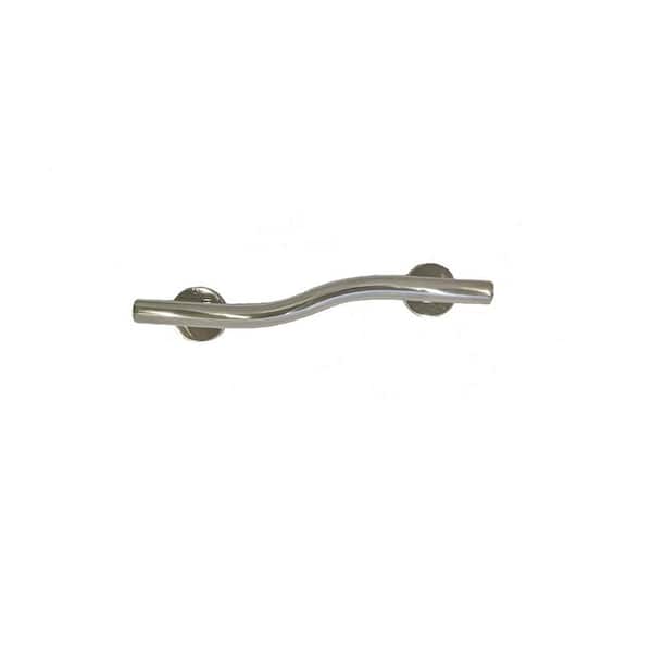 CSI Bathware 14 in. Left Hand Wave Shaped Grab Bar with Concealed Flange in Polished Stainless