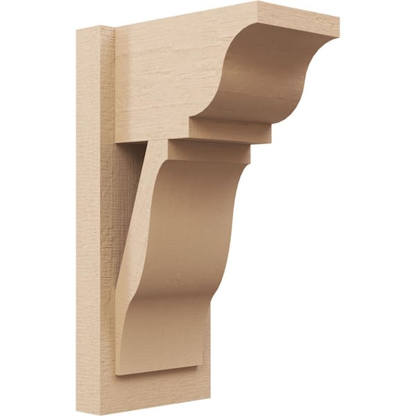 Ekena Millwork 8 in. x 20 in. x 12 in. Funston Traditional Rough Cedar Woodgrain Timberthane Polyurethane Outlooker, Primed Tan
