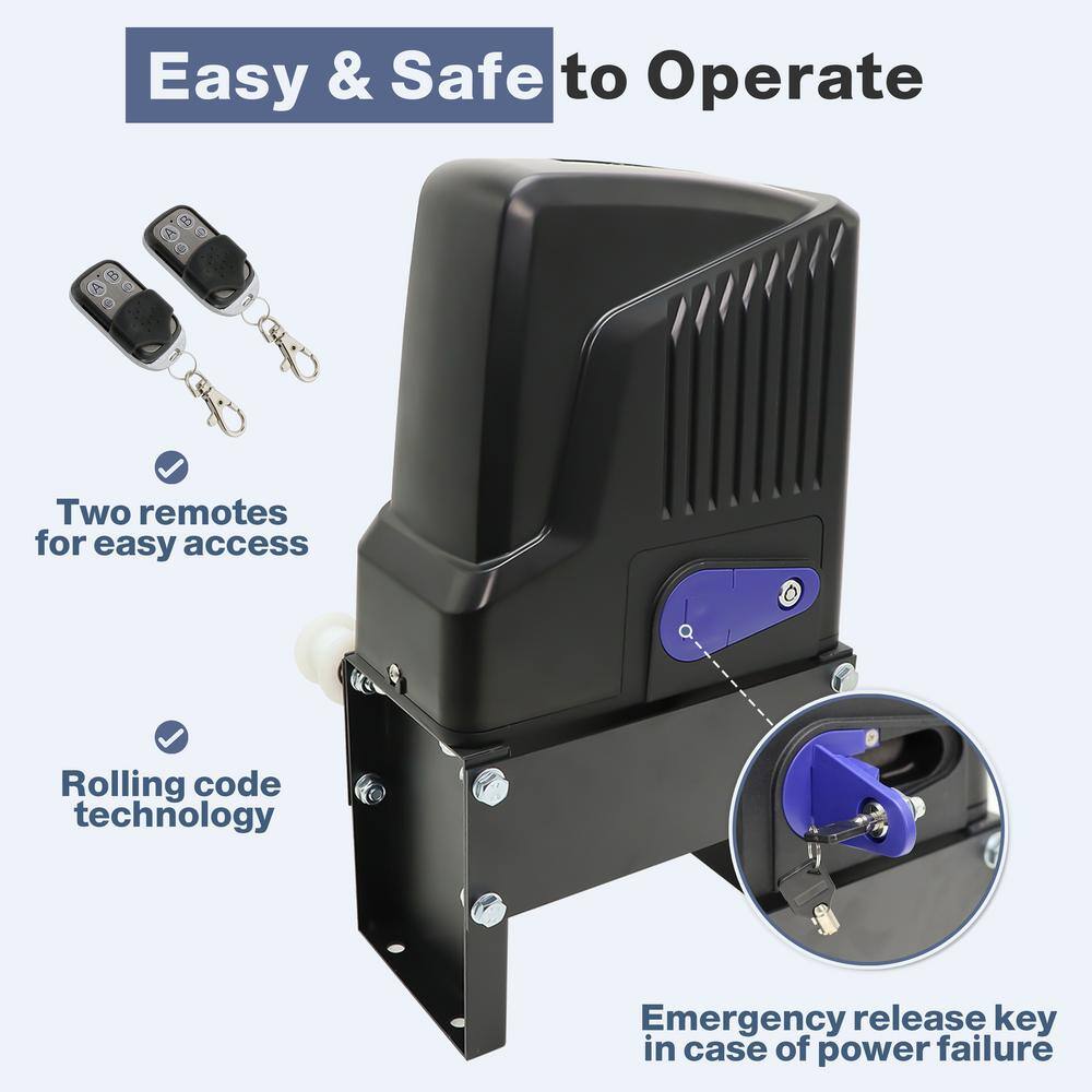 ALEKO Black Chain-Driven Sliding Gate Opener Kit with Remotes