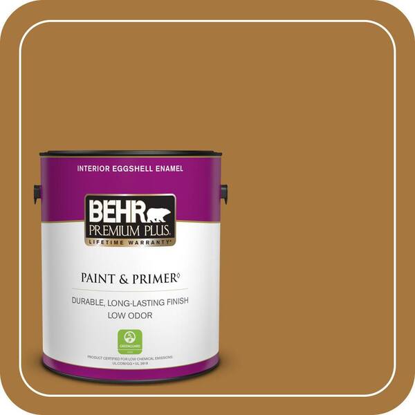 BEHR PREMIUM PLUS 1 gal. #MQ4-06 Invitation Gold Eggshell Enamel Low Odor Interior Paint & Primer