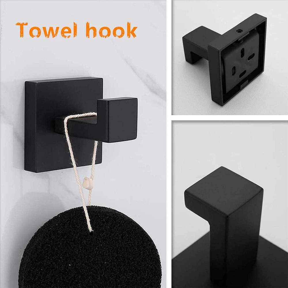 Matte Black Stainless Steel 4-Piece Bathroom Hardware Set