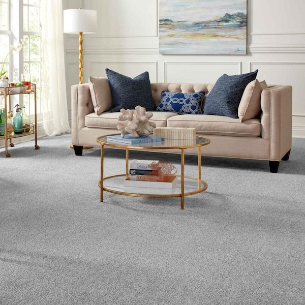 Tides Edge - Aurora Blue 50 oz. Triexta PET Texture Installed CarpetCarpet