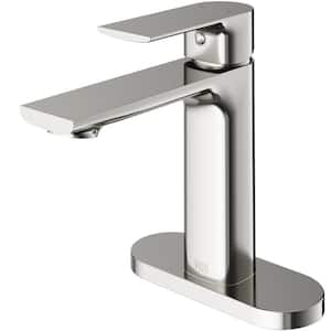 Davidson Single Handle Single-Hole Bathroom Faucet Set with Deck Plate in Brushed Nickel