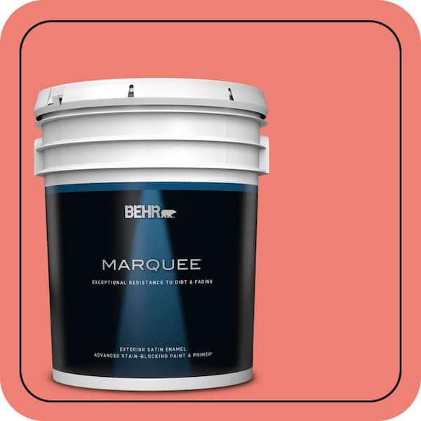 BEHR MARQUEE 5 gal. #170B-5 Youthful Coral Satin Enamel Exterior Paint & Primer
