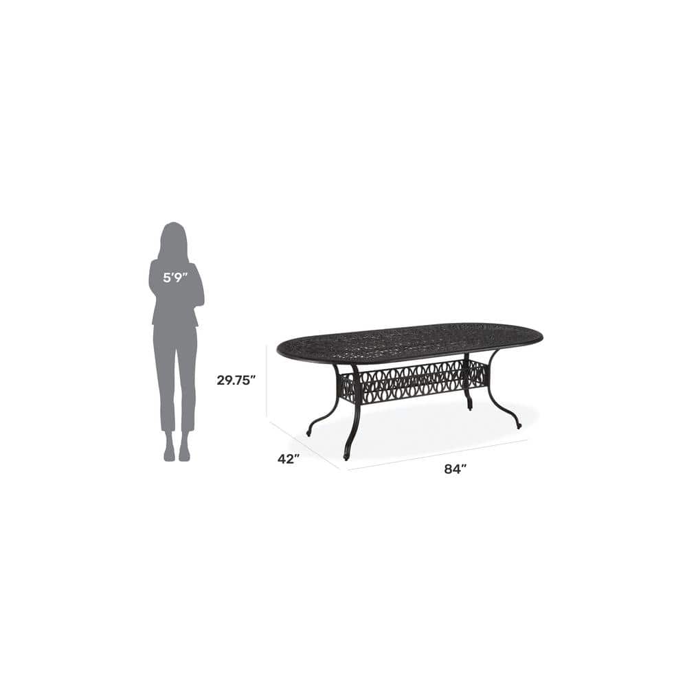Capri Charcoal Aluminum Outdoor Oval Dining Table