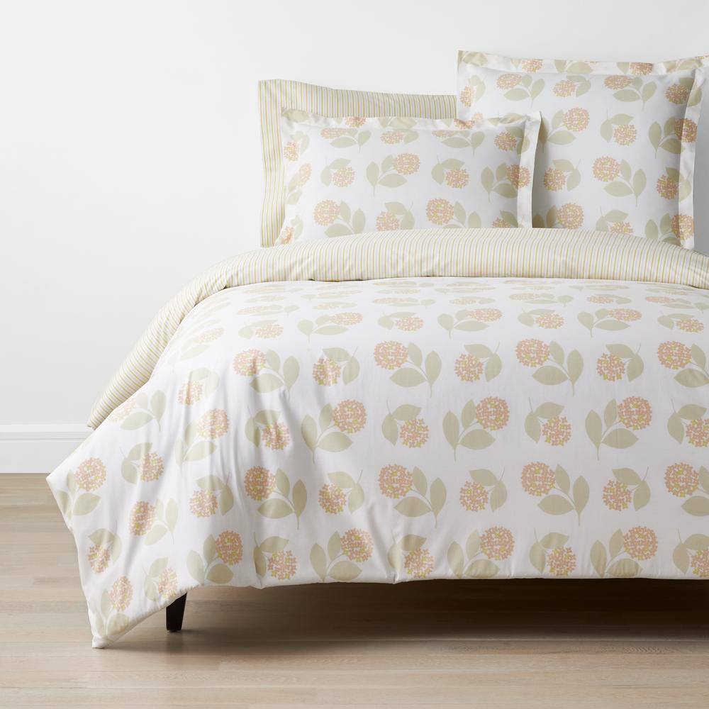 The Company Store Company Cotton Hydrangea Yellow Floral Queen Percale ...