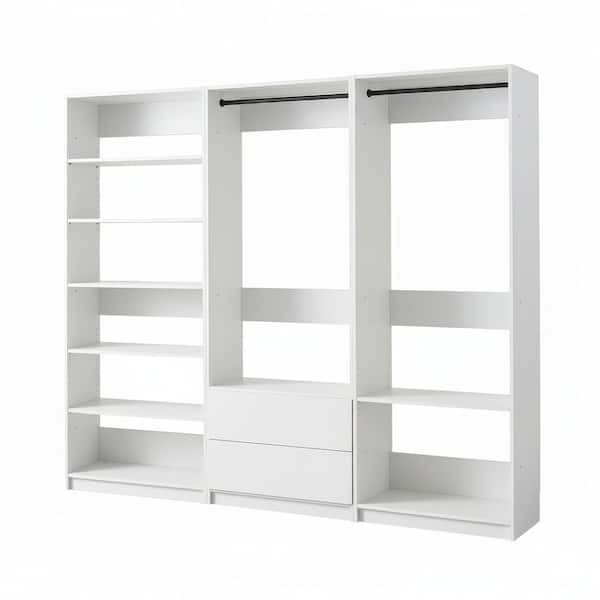 Prosper 96 in. W White Tower System Freestanding-Shelf Walk-in Wood Closet System