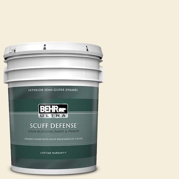 BEHR ULTRA 5 gal. #W-D-300 Eggshell Cream Extra Durable Semi-Gloss Enamel Interior Paint & Primer