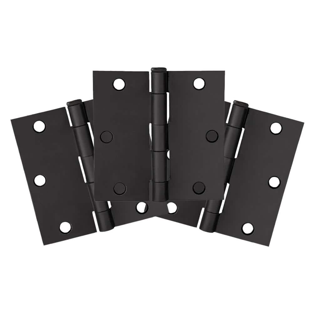 Matte Black Steel Square Corner Door Hinges 3-Pack