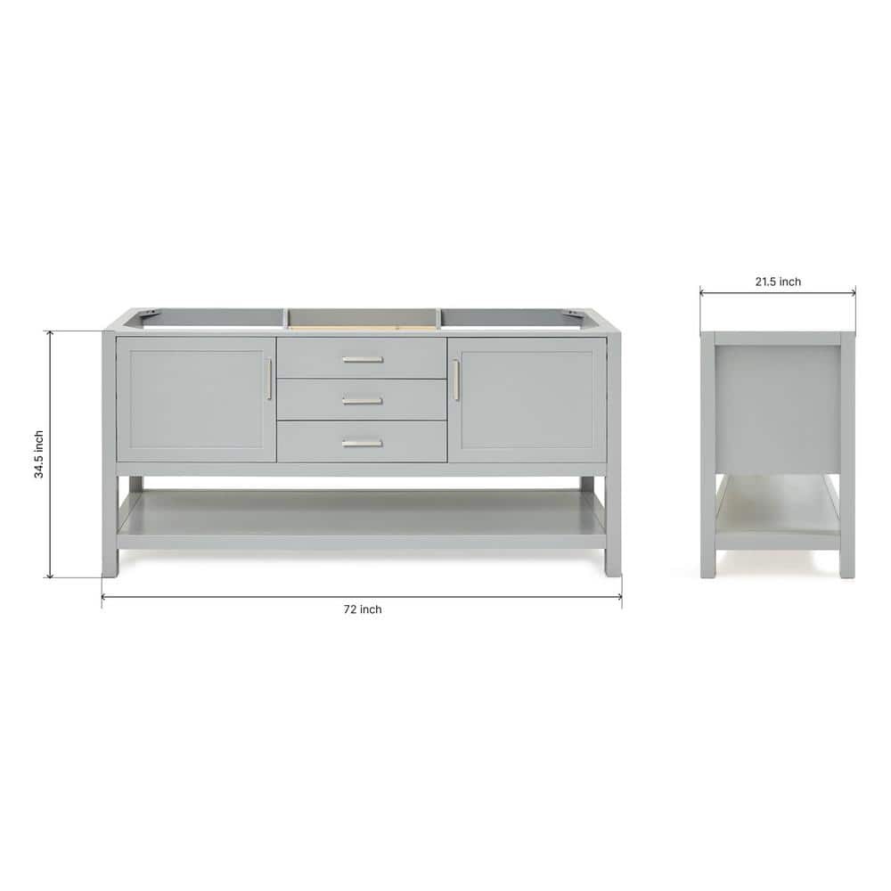 Bayhill 72" Gray Double Freestanding Bathroom Vanity Base