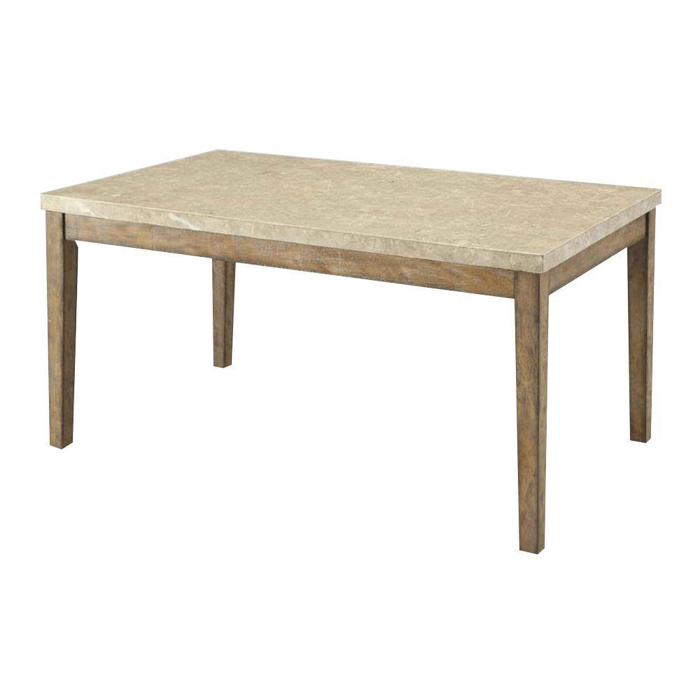 67'' Transitional Claudia Marble Top & Salvage Brown Dining Table