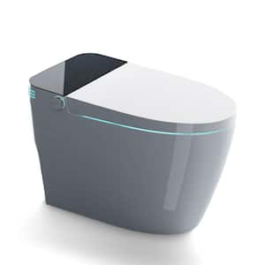 12 in. 1-Piece 0.8/1.6 GPF Dual Flush Smart Elongated Toilet in White With Auto Open/Close Seat Night Light, Warm Water