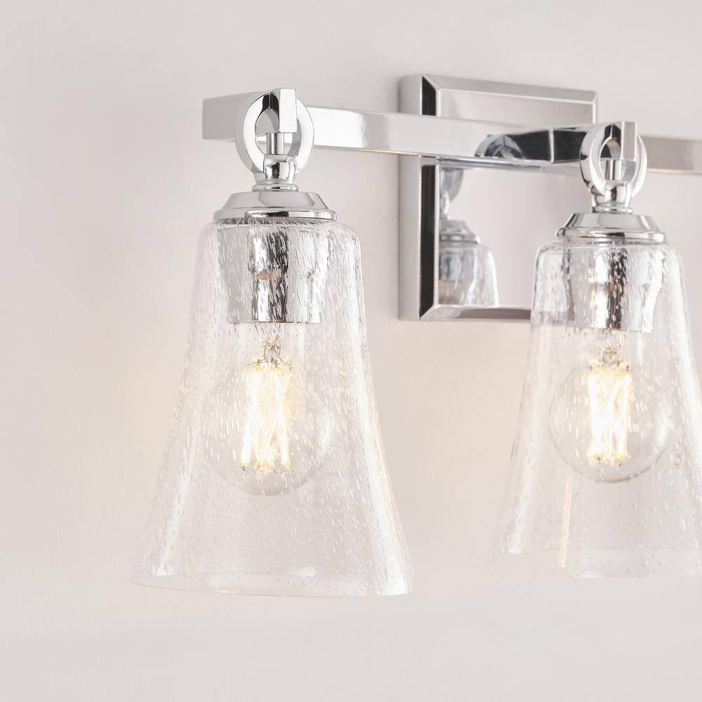 Monterro 3-Light Chrome Vanity with Clear Seeded Glass