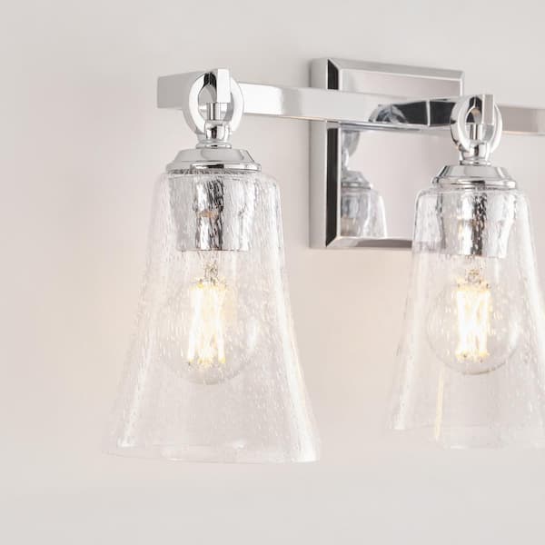 Generation Lighting - Studio Monterro 21.75 in. W 3-Light Chrome Vanity Light with Clear Seeded Glass Shades