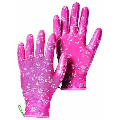 Garden Dip Size 7 Small Form-Fitting Nitrile Dipped Gloves in Fuschia
