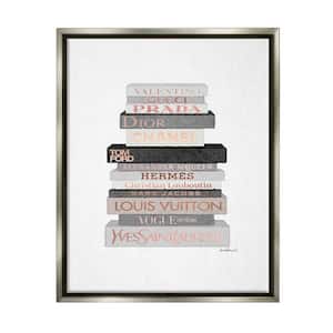 Neutral Grey and Rose Gold Fashion Bookstack by Amanda Greenwood Floater Frame Culture Wall Art Print 25 in. x 31 in.