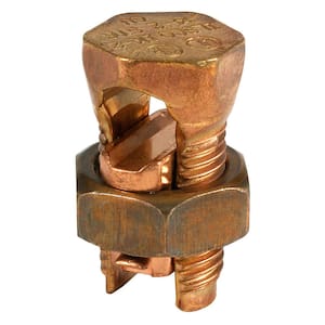 Copper Split Bolt Connector, Conductor Range for Equal Main and Tap 1/0-4 Sol (2-Pack)